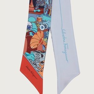 Salvatore Ferragamo Studio Print Silk Twilly Scarf